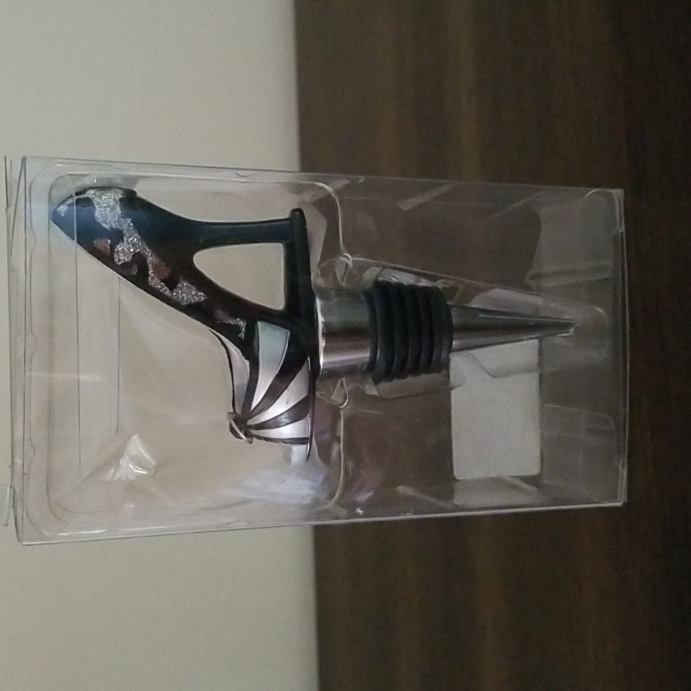 Silver and Black High Heel Bottle Stopper